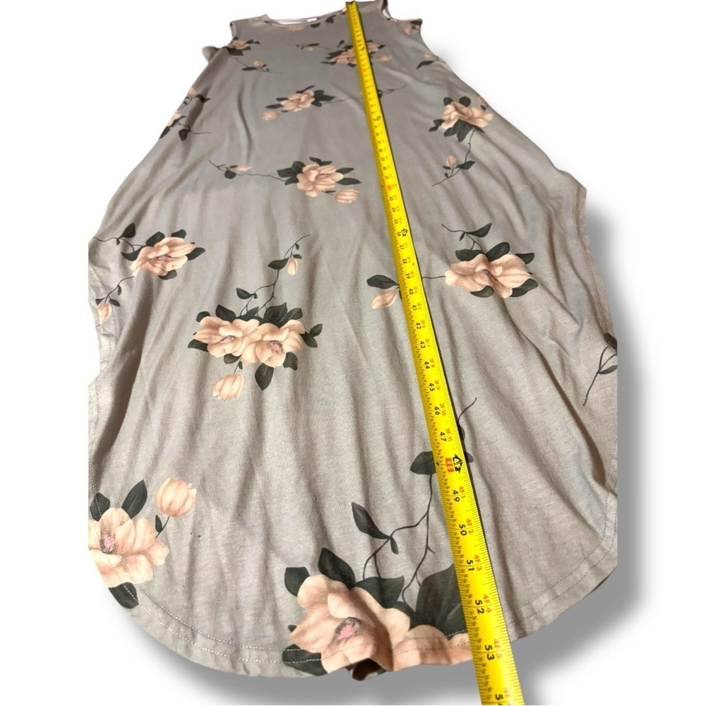 Anrabess Mint Green Floral Sleevelss Crewneck Asymmetrical Floral Maxi Dress - Picture 8 of 16
